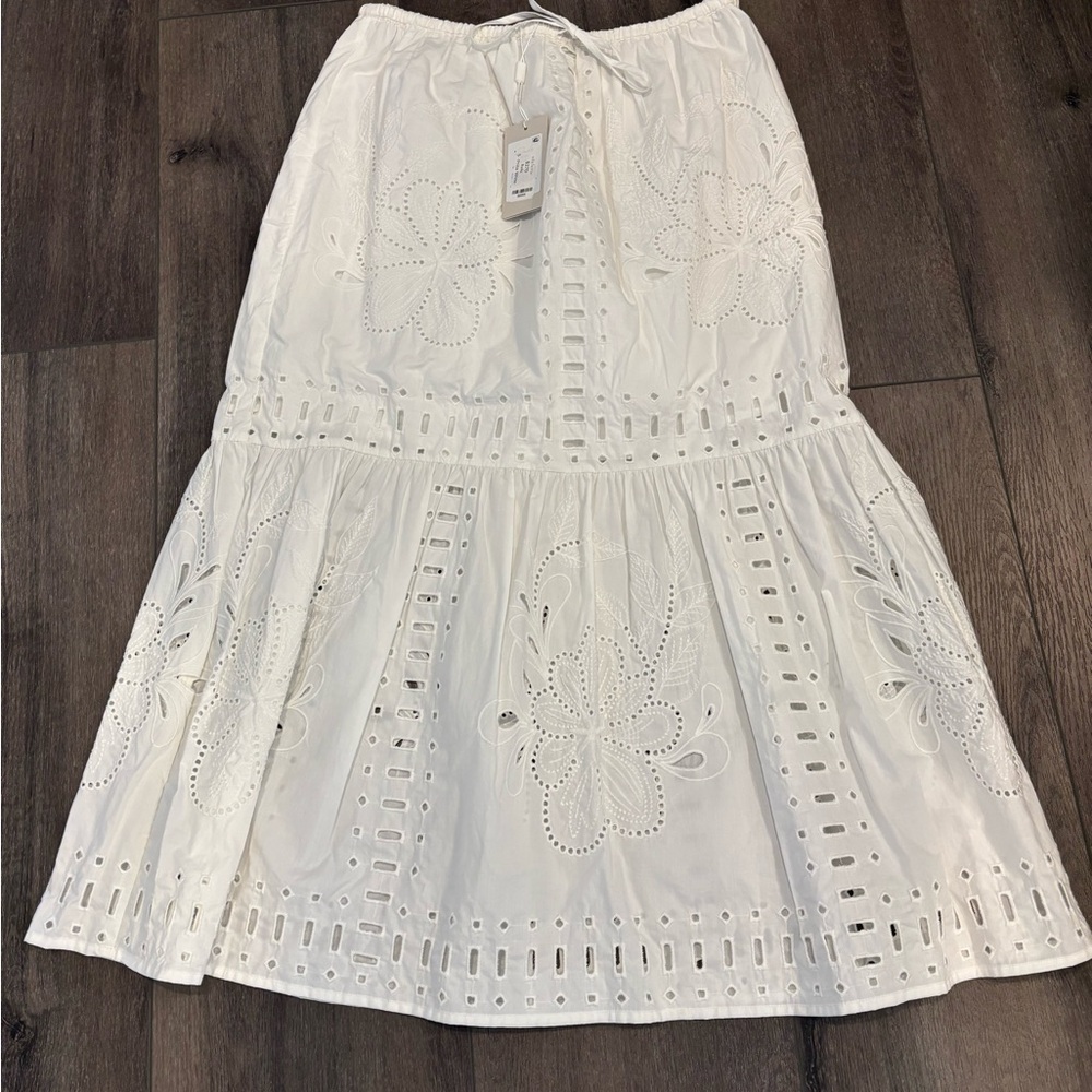 Elegant White Eyelet Skirt